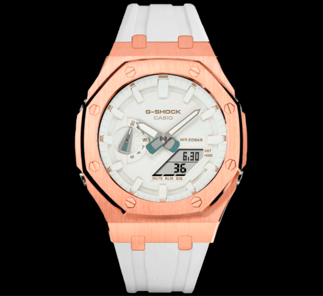 White & RoseGold G-Shock Mod - G-TUNE