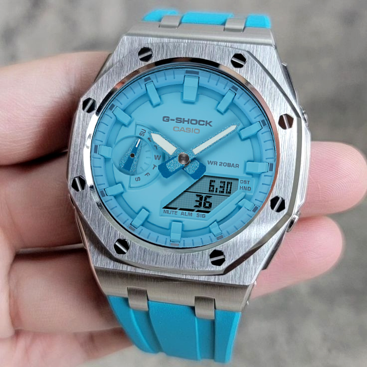 G-Shock Mod azul y plateado