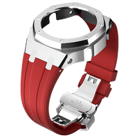 Red Rubber and Silver Steel Band - G-TUNE