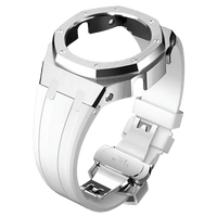 White Rubber and Silver Steel Band - G-TUNE