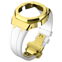 White Rubber and Gold Steel Band - G-TUNE