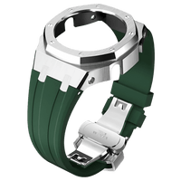 Green Rubber and Silver Steel Band - G-TUNE