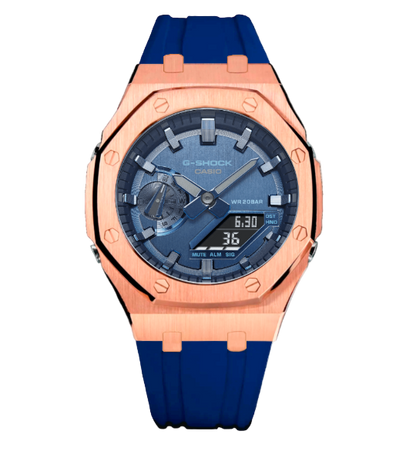 Luxury G-Shock Mod Blue & Rosegold + Dial ring