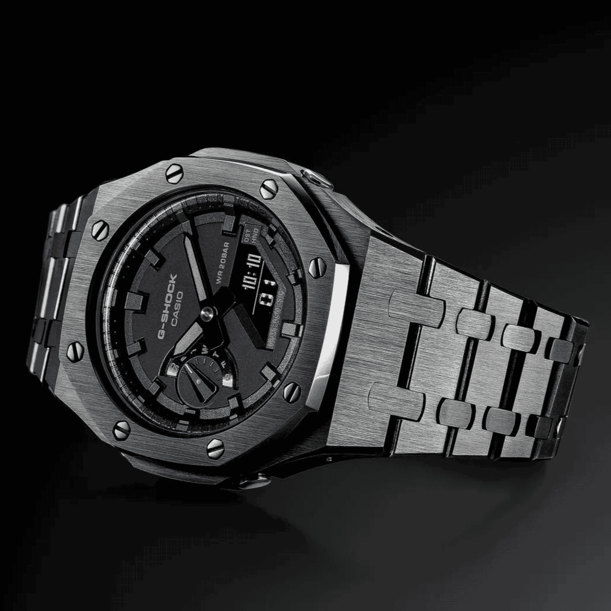 Full Black Steel G-Shock Mod - G-TUNE