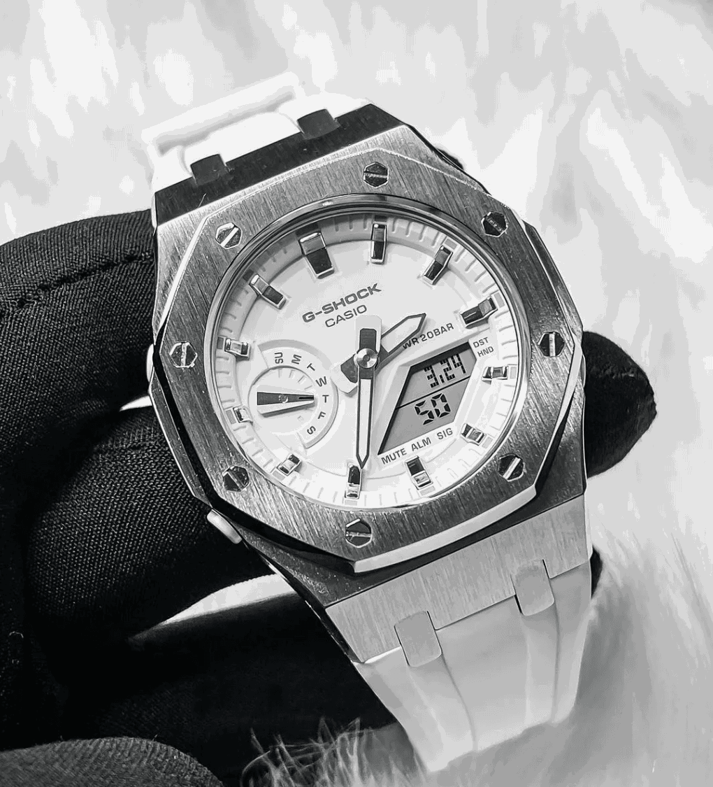 White & Silver G-Shock Mod - G-TUNE
