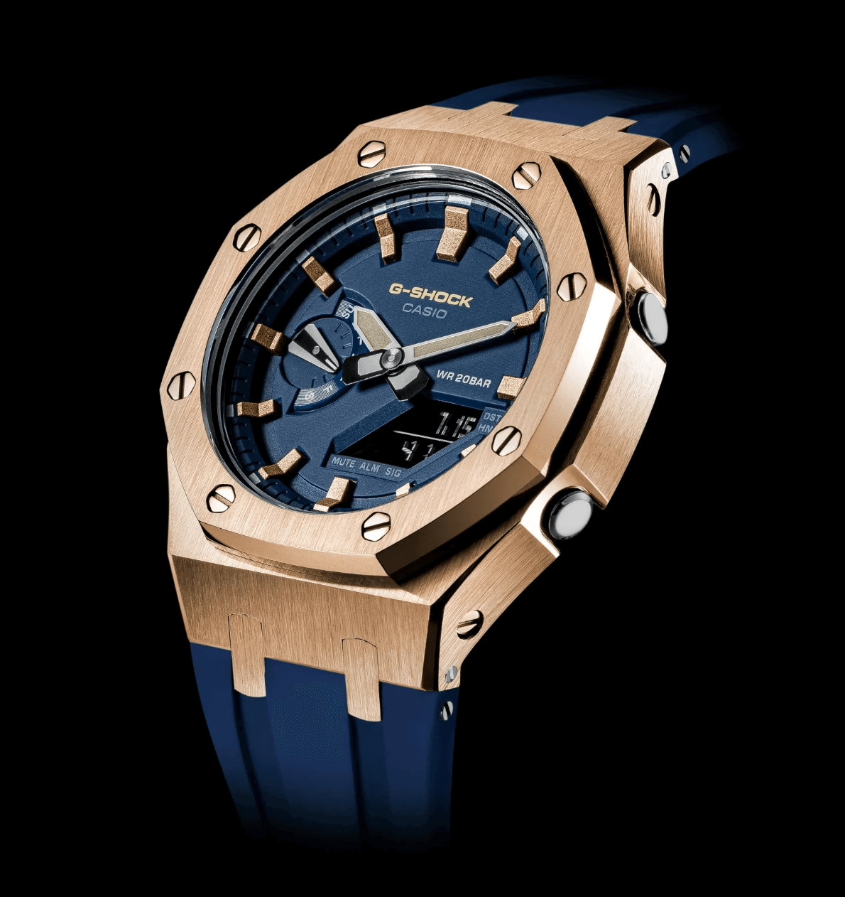 Special Edition Blue & RoseGold G-Shock Mod - G-TUNE