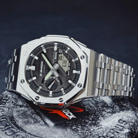 [Exclusive] Black Waffle & Silver Solar G-Shock Mod