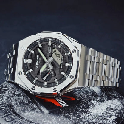 [Exclusive] Black Waffle & Silver Solar G-Shock Mod