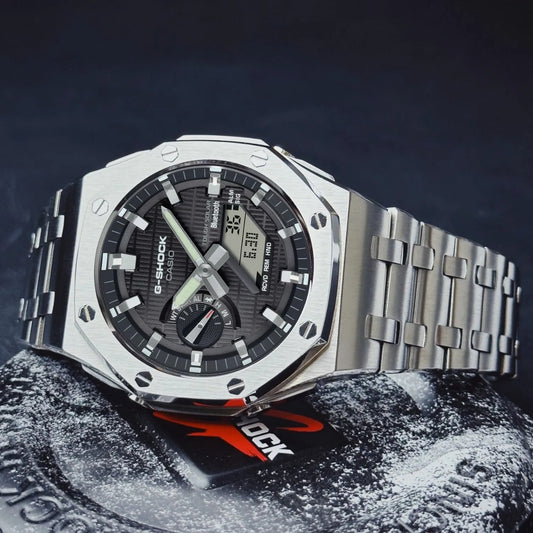 [Exclusive] Black Waffle & Silver Solar G-Shock Mod