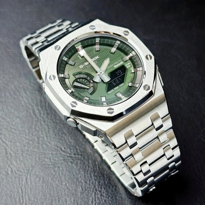 [Exclusive] Green Waffle & Silver Solar G-Shock Mod