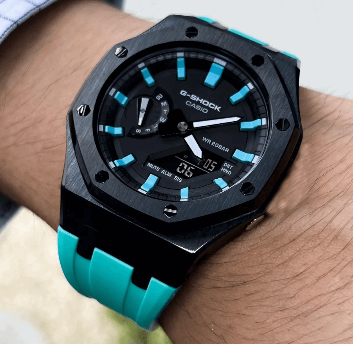 Black & Teal G-Shock Mod - G-TUNE