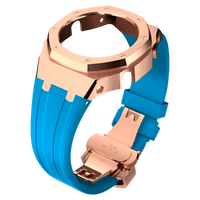 LightBlue Rubber and RoseGold Steel Band - G-TUNE