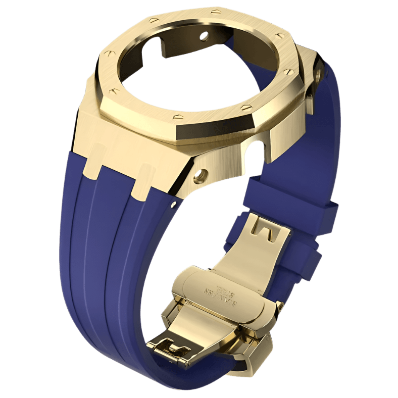 G-TUNE Blue & Blue Blue Rubber and Gold Steel Band Blue Rubber and Gold Steel Band