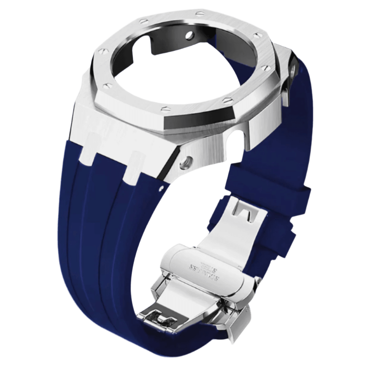 G-TUNE Blue & Silver Blue Rubber and Silver Steel Band Blue Rubber and Silver Steel Band