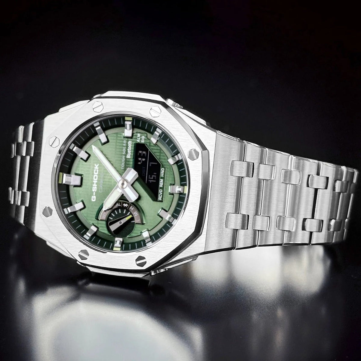 G-TUNE [Exclusive] Green Waffle & Silver Solar G-Shock Mod [Exclusive] Green Waffle & Silver Solar G-Shock Mod