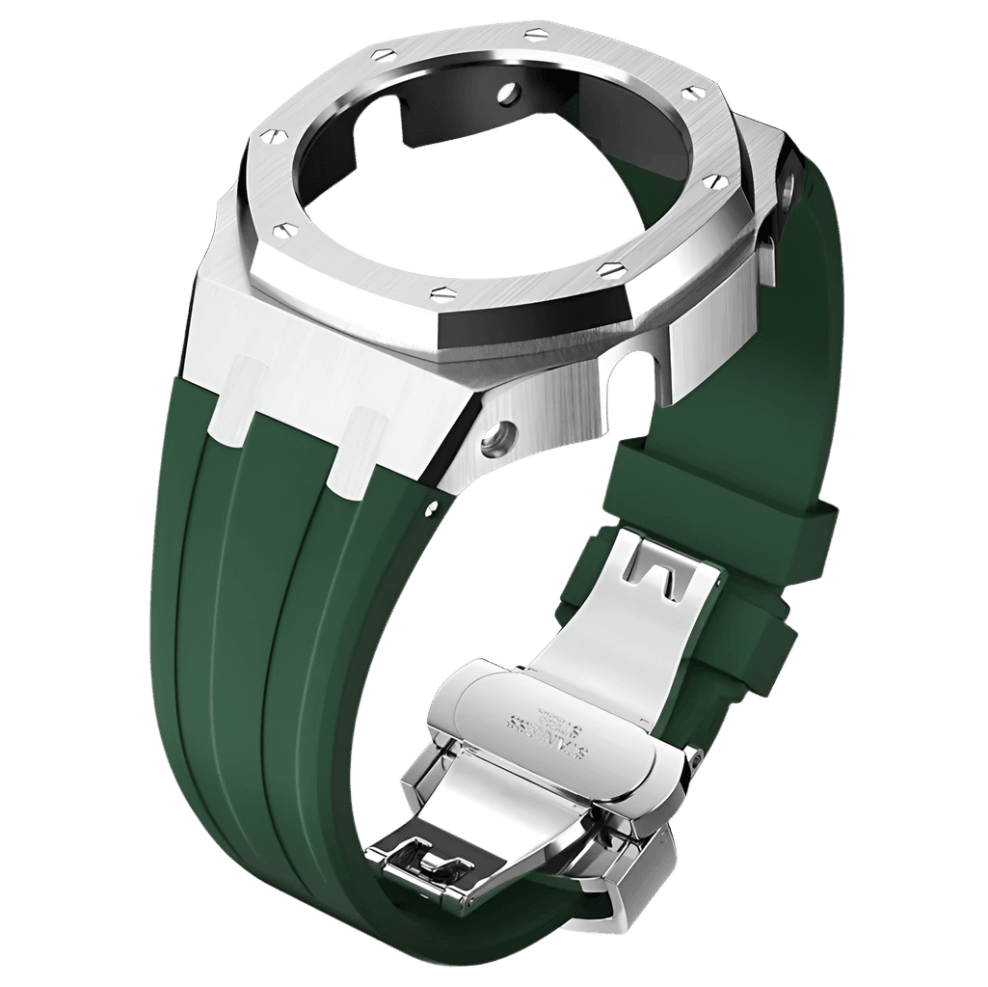 G-TUNE Green & Silver Green Rubber and Silver Steel Band Green Rubber and Silver Steel Band