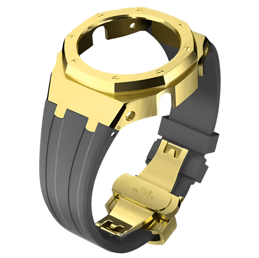 G-TUNE Grey & Gold Grey Rubber and Gold Steel Band Grey Rubber and Gold Steel Band