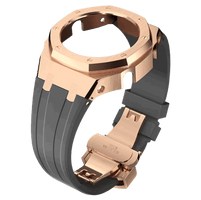 G-TUNE Grey & RoseGold Grey Rubber and RoseGold Steel Band Grey Rubber and RoseGold Steel Band