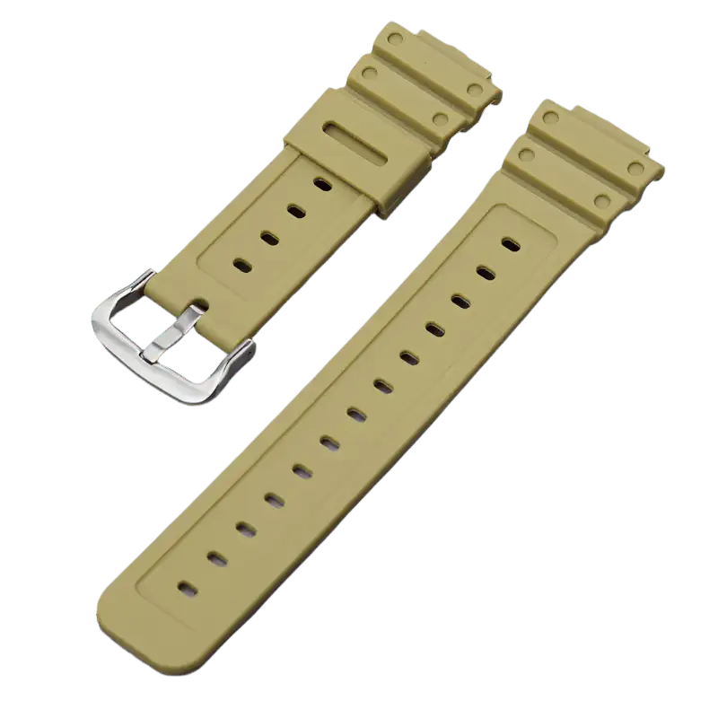 G-TUNE Khaki Silver Rubber Strap for G-Shock GA-110/DW-5600 Series Rubber Strap for G-Shock GA-110/DW-5600 Series