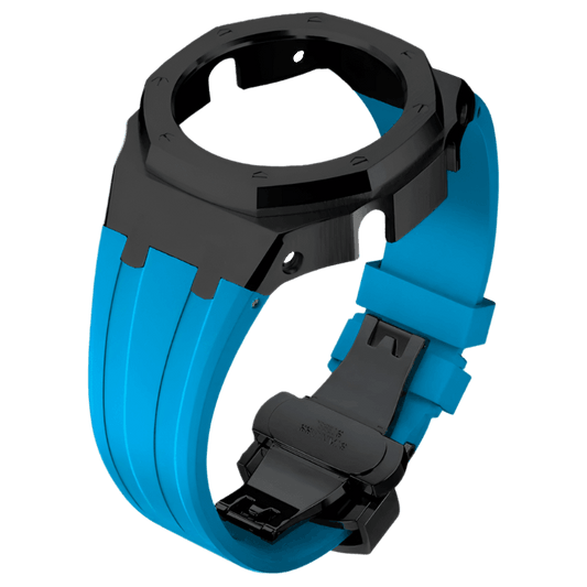 G-TUNE LightBlue & Black LightBlue Rubber and Black Steel Band LightBlue Rubber and Black Steel Band