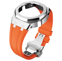 G-TUNE Orange & Silver Orange Rubber and Silver Steel Band Orange Rubber and Silver Steel Band