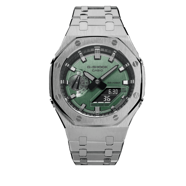 G-TUNE Premium Green & Silver Steel G-Shock Mod Premium Green & Silver Steel G-Shock Mod
