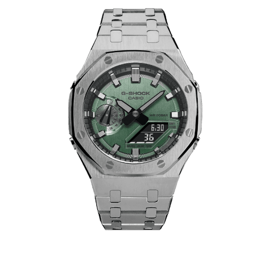 G-TUNE Premium Green & Silver Steel G-Shock Mod Premium Green & Silver Steel G-Shock Mod