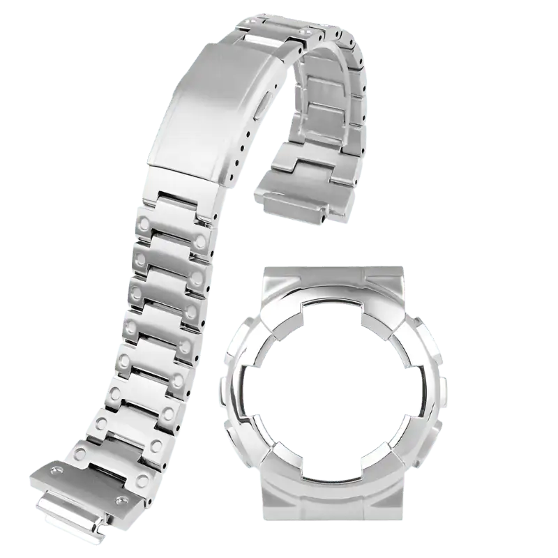 G-TUNE Silver / For GA-110 120 100 GA-100 Series Silver Stainless Steel Band GA-100 Series Silver Stainless Steel Band