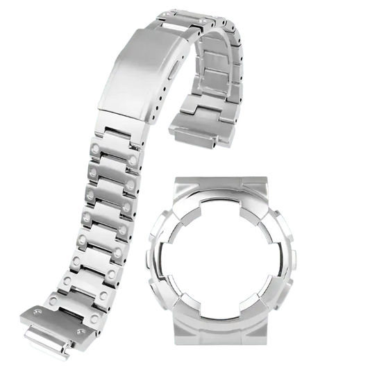 G-TUNE Silver / For GA-110 120 100 GA-100 Series Silver Stainless Steel Band GA-100 Series Silver Stainless Steel Band