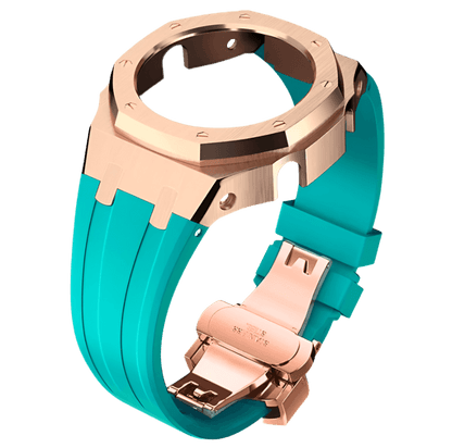 G-TUNE Teal & RoseGold Teal Rubber and RoseGold Steel Band Teal Rubber and RoseGold Steel Band