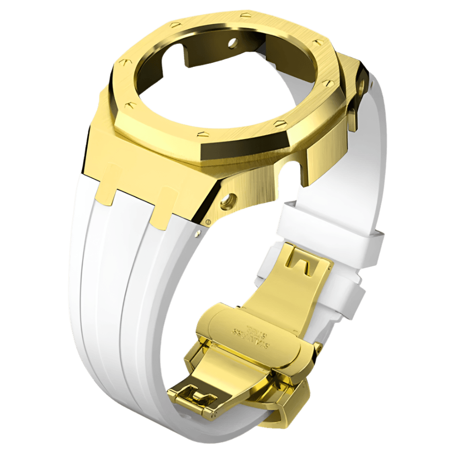 G-TUNE White & Gold White Rubber and Gold Steel Band White Rubber and Gold Steel Band