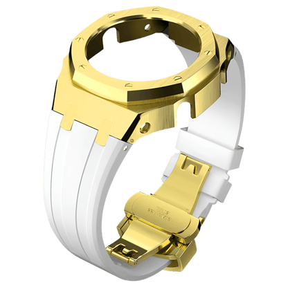 G-TUNE White & Gold White Rubber and Gold Steel Band White Rubber and Gold Steel Band