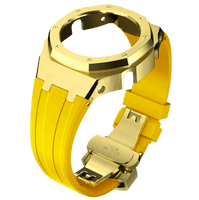 Yellow Rubber and Gold Steel Band - G-TUNE