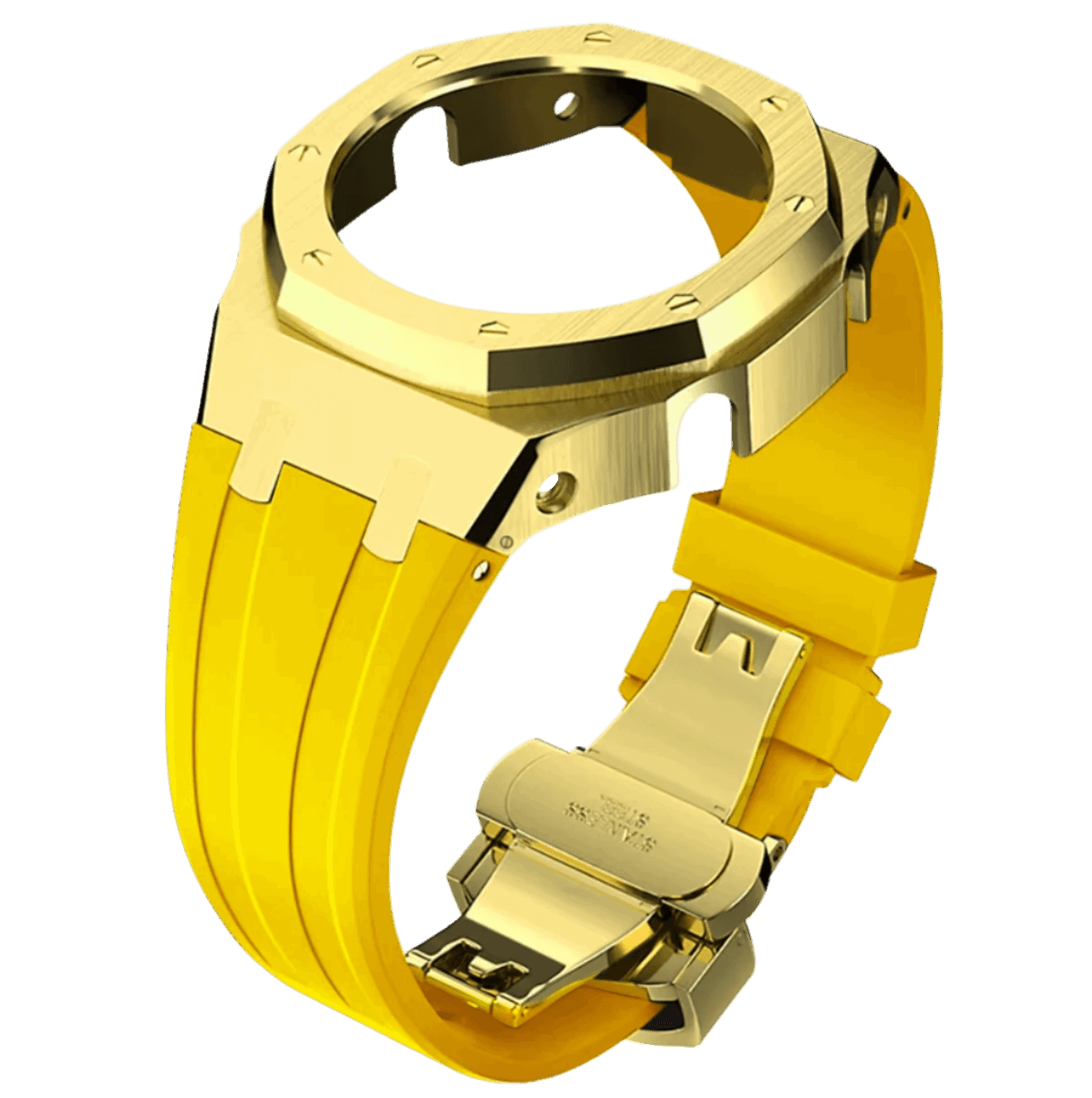 Yellow Rubber and Gold Steel Band - G-TUNE