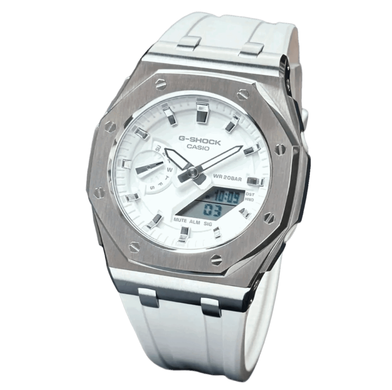 White & Silver G-Shock Mod - G-TUNE